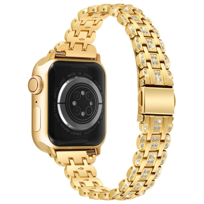 zinc alloy watch strap with diamond-embroidered edge design