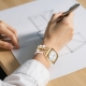 Golden pearl metal watch strap
