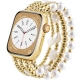 Cross-shaped pearl metal bead watch strap