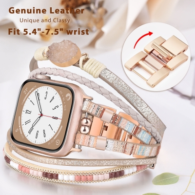 pu leather beige braided small brick khaki for apple watch band